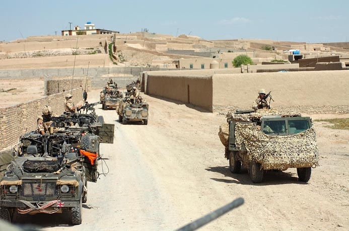 British Land Rovers patrol Sangin.