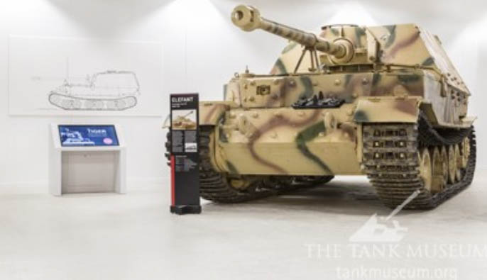 The Elefant, a veteran of the battle, at The Tank Museum.