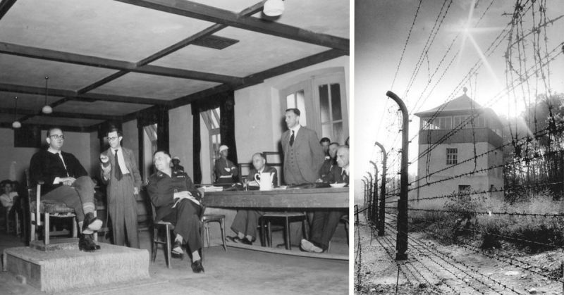 Investigator Dr. Morgen who came to Buchenwald to investigate Commander Koch (left). Buchenwald (right) By Bundesarchiv - CC BY-SA 3.0 de