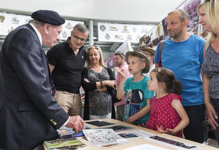 Ernest Slarks meets visitors to the Tank Museum in 2016.