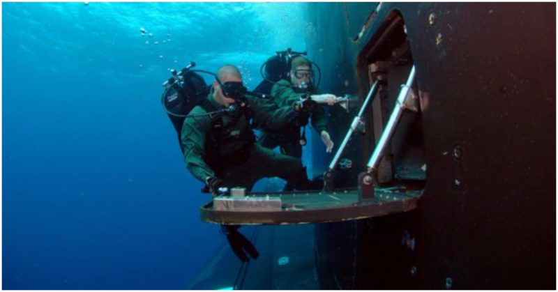 US Navy submarine with airlock seen open in 2007.