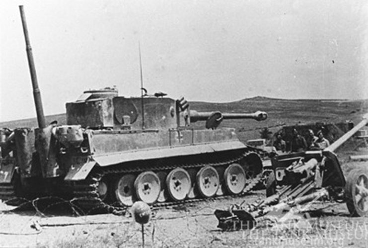 Tiger 131 shortly after its recovery from Point 174, where it is apparently pictured beside a German PAK 38