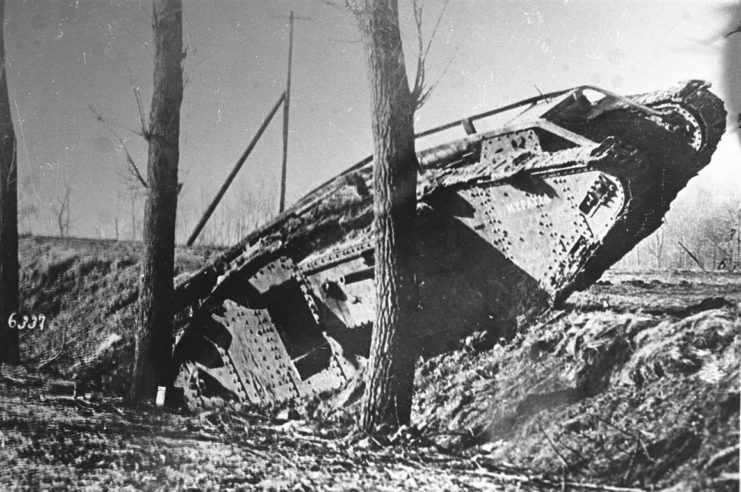 A tank after the Battle of Cambrai