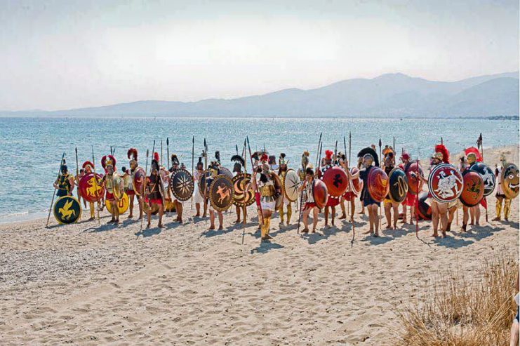 Modern reenactment of the battle, September 2011, Marathon, Greece. Photo: Phokion, CC BY-SA 3.0.