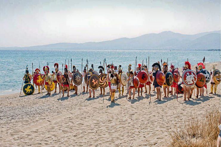 Modern reenactment of the battle, September 2011, Marathon, Greece. Photo: Phokion, CC BY-SA 3.0.