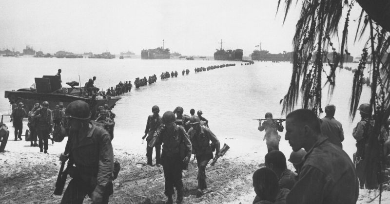 American Soldiers land at Saipan