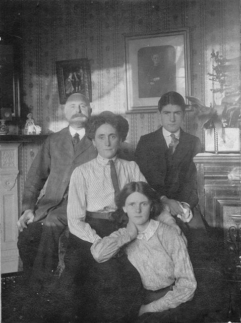 Richard Wain, who won the VC at the Battle of Cambrai in ww1 (right) and his family photographed just before the war.
