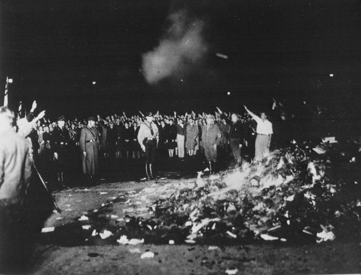Nazi book burning, May 10, 1933. Censorship was a major tool of indoctrination – not only to conquered nations but also to Germans;