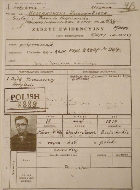 Waclaw Kossakowski’s document; Photo credit: Irena Kossakowski