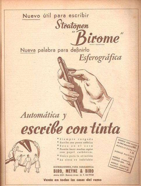 Birome’s advertising in Argentine magazine Leoplán, 1945.