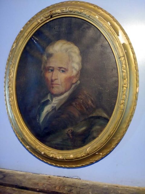 This portrait of Boone hangs in the parlor of the former home of Nathaniel Boone near Defiance, Missouri. It is a copy of the only painting Boone sat for while alive and was done two months before his death, when the frontiersman was 85 years old. Courtesy of Jeremy P. Ämick