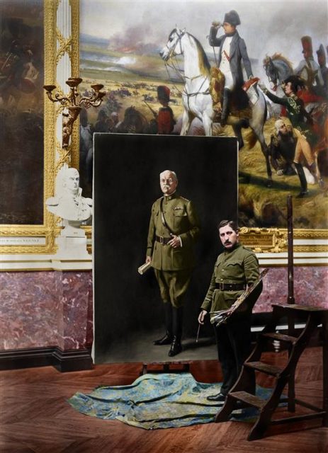 Dana Pond is painting a series of war portraits The first to be completed is a portrait of General Tasker H. Bliss versailles napoleon wagram 1919. Mario Unger / mediadrumworld.com