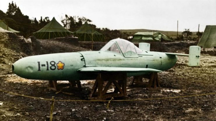 Kugisho MXY7 Ohka Model 11 (“I-18”) “Baka” Imperial Japanese Navy Captured at Yontan airfield, Okinawa on April 1, 1945, the I-18 is now on display at The Air Museum Planes of Fame, Valle, Arizona, USA. Paul Reynolds / mediadrumworld.com