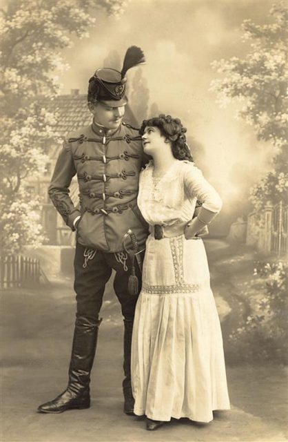 Austrian Huszar and his Lady Love, probably pre WW1. Austria. Mario Unger / mediadrumworld.com