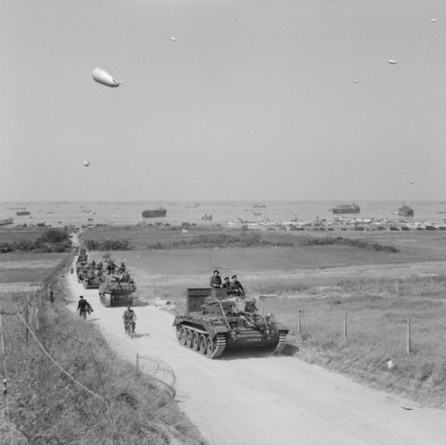 The British Army move inland after landing at Gold Beach
