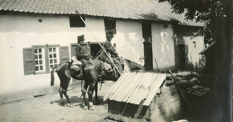 Two Belgian Guides on horseback, August 1914.