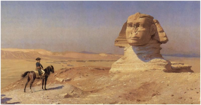 Napoleon gazes upon the Sphinx during his time in Egypt.