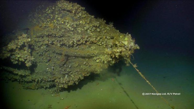 Bow of the USS Ward. Photo courtesy of Paul G. Allen