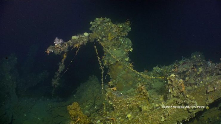 Machine gun on the USS Ward. Photo courtesy of Paul G. Allen