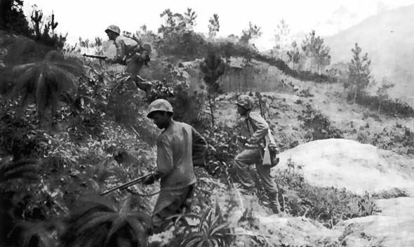 Group of marines on a hillside.