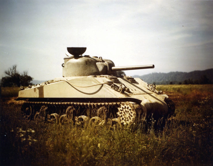 M4 Sherman parked in a field