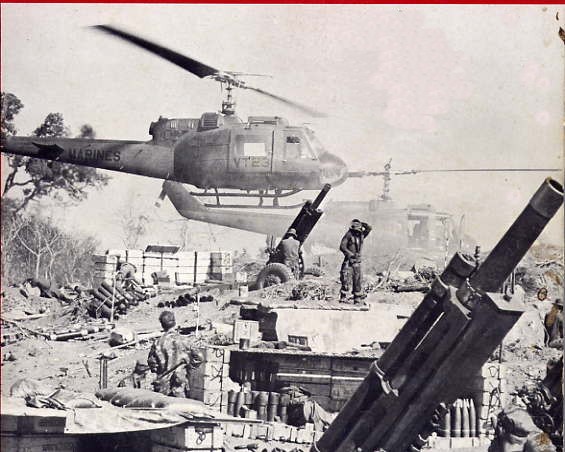 UH-1Es at Fire Base Cunningham during Operation Dewey Canyon.