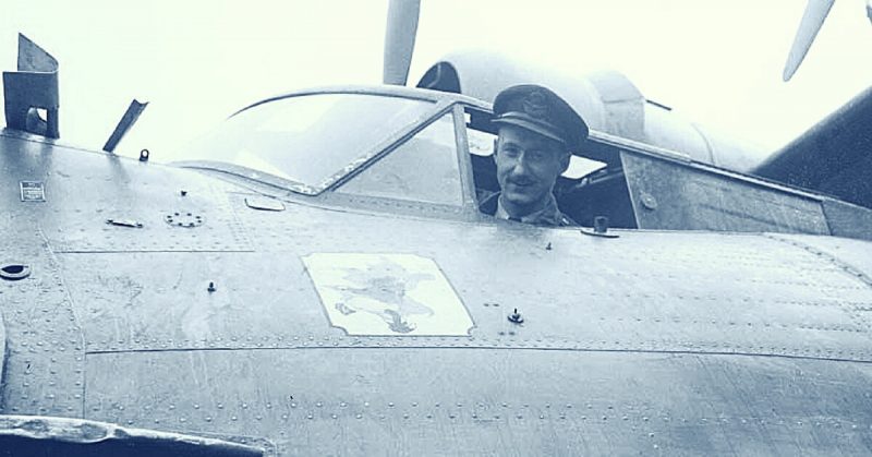 Royal Canadian Air Force Squadron Leader Leonard Birchall, the "Saviour of Ceylon", aboard a Catalina aircraft .