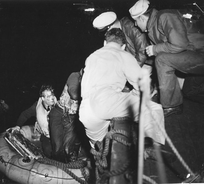 US Coast Guardsmen rescuing two downed pilots