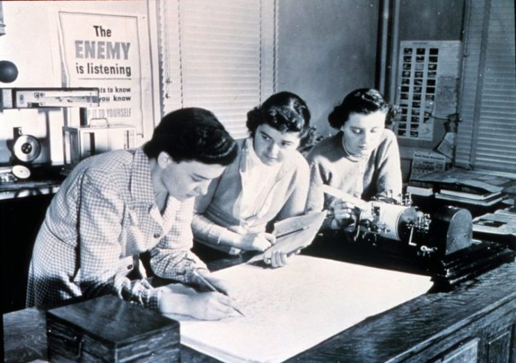 Plotting upper-air maps. Women’s first opportunities in meteorology occurred as a result of WWII. Photo: NOAA, CC-BY-SA 2.0