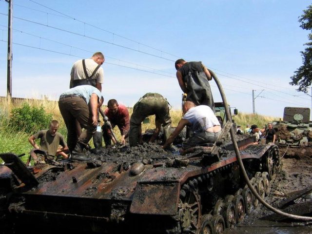 The Stug was recovered in two sections