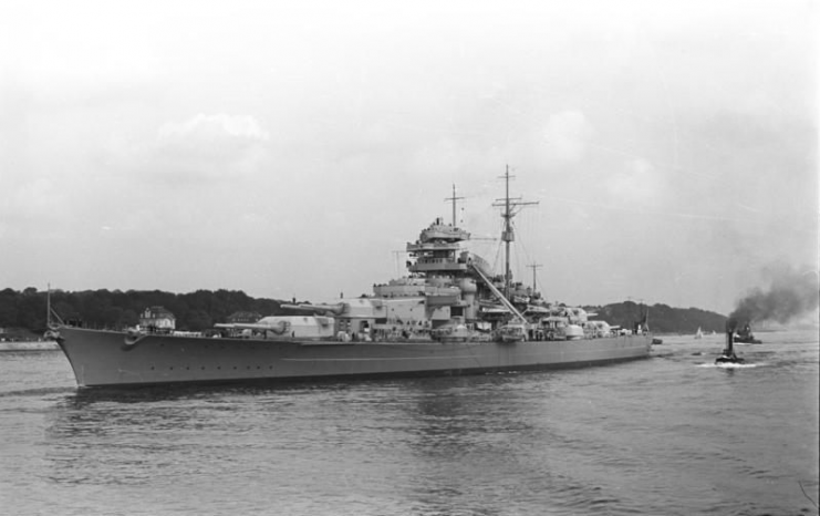 February 14, 1939, the 823-foot Bismarck was launched at Hamburg.