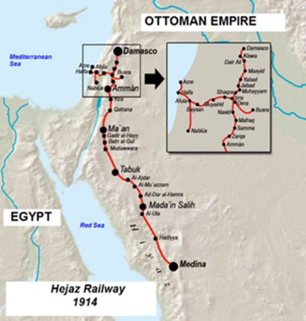 The Emden-Çölgeçen party boarded the train to Damascus and Istanbul at Al’Ula. By Attilios / Degeefe GFDL