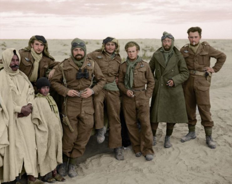 Members of the ‘French Squadron SAS’ (1ere Compagnie de Chasseurs Parachutistes) during the link-up between advanced units of the 1st and 8th armies in the Gabes-Tozeur area of Tunisia. Previously a company of Free French paratroopers, the French SAS squadron were the first of a range of units ‘acquired’ by Major Stirling as the SAS expanded. January 1943. Paul Reynolds / mediadrumworld.com