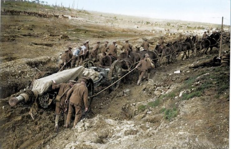 60lbs guns being dragged to the Somme. Royston Leonard / mediadrumworld.com