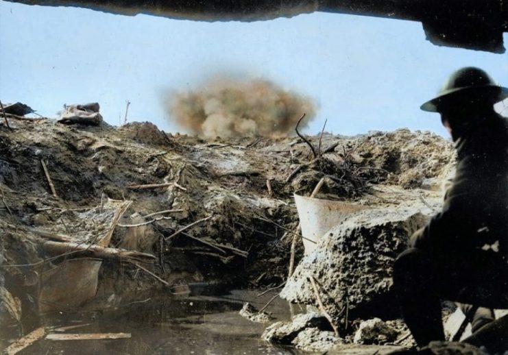 Looking out across a battlefield from an Anzac pill box near the Belgian city of Ypres in West Flanders in 1917. Royston Leonard / mediadrumworld.com