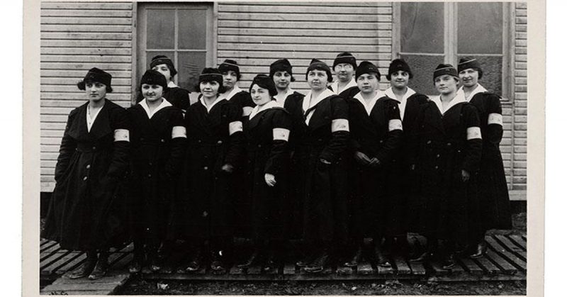 Group Photo at First Army Headquarters at Souilly France of U.S. Signal Corps Women Telephone Operators. Photo credits: National WWI Museum and Memorial