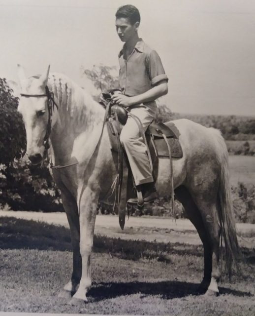 Jack Gainer is pictured riding a horse on a farm near California, Missouri while still in high school sometime between 1946-1947. Courtesy of Judy Campbell