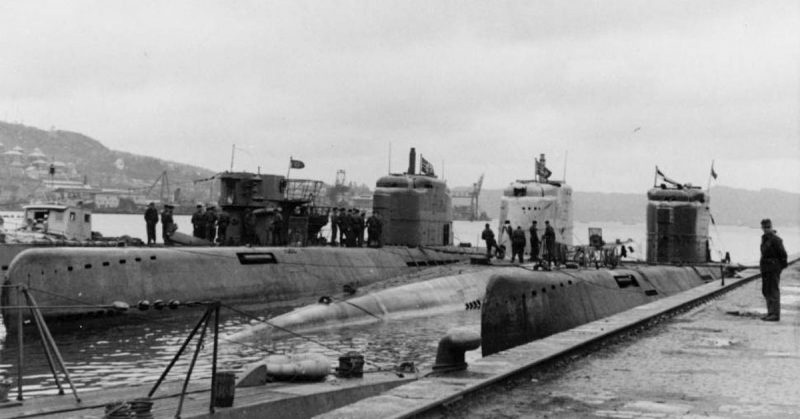 German U-boats. The Type XXI in the middle is U-2511.