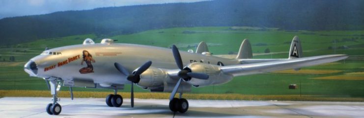 Photo above shows an artist’s impression of the Lockheed L-249 aka the XB -30 long distance heavy Bomber project, based on the Constellation.