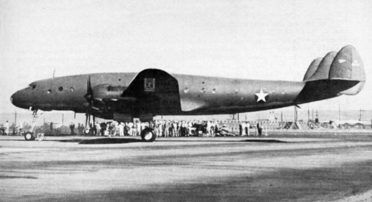 The photo above depicts the first built Lockheed Constellation, in Military colors known as the C-69. While designing had started in 1939 with Kelly Johnson in the design team, this aircraft made her maiden flight by early 1943. 