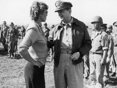 Marguerite Higgins with General MacArthur in Korea, 1950. (Photo credit Life Magazine)