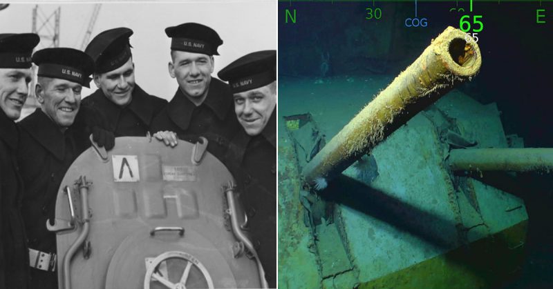 The Sullivan brothers and the discovered wreckage from USS Juneau.