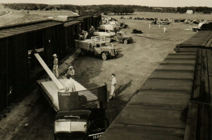 One of the reasons Camp Crowder was established near Neosho was its proximity to the Kansas City Southern Railroad, which ran through the edge of the camp. A total of 6-1/2 miles of spurs and sidings were laid during the construction phase to deliver materials such as lumber. Camp Crowder Archives