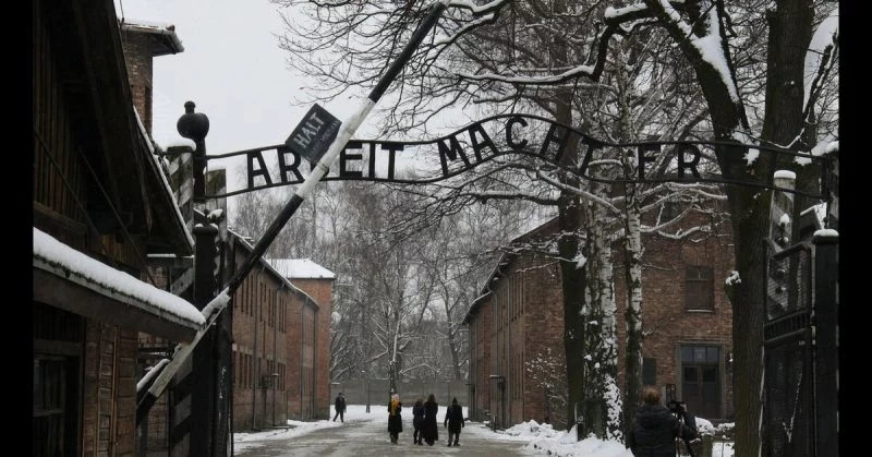 The gates of the infamous Auschwitz Concentration Camp, where an estimated 1.1 million people were killed.