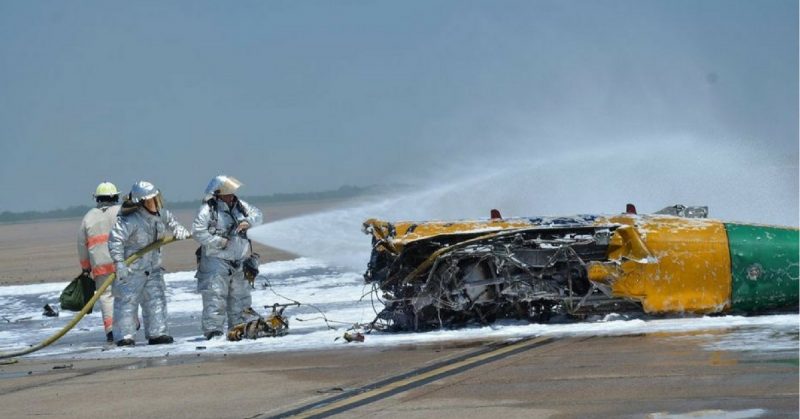 A T-6 aircraft crashed shortly after takeoff from Naval Air Station Kingsville, killing both people aboard.Photo: Navy photo by Kevin Clarke.