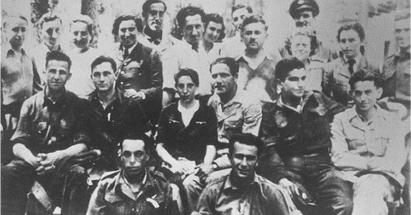 Group of Jewish parachutists under British command, Palestine.