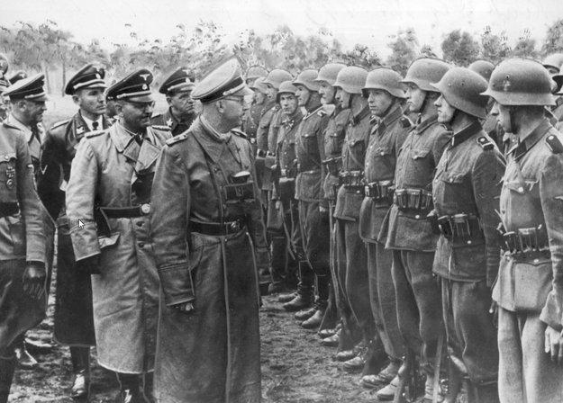 Heinrich Himmler reviews troops of the Galician SS-Volunteer Infantry Division on 3 June 1944. Karkoc fought in their ranks until the end of the war.