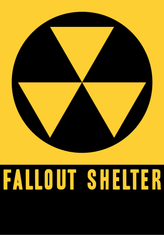 Fallout shelter sign used in the United States.