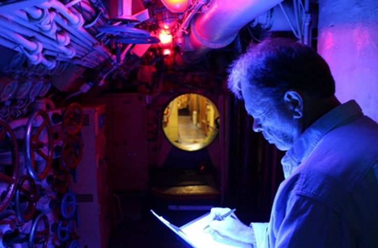 Author in Control Room of a Soviet Foxtrot Submarine