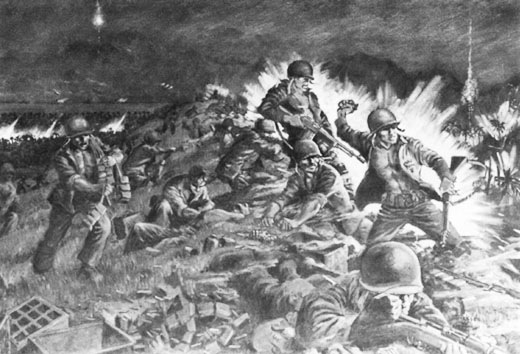 Painting depicting the Battle of Edson's Ridge